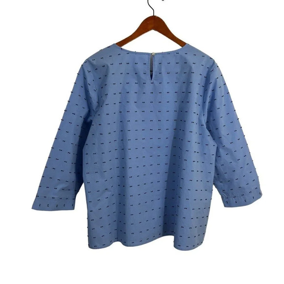 Van Heusen Light Blue Blouse Plus Size XXL Swiss Dot Keyhole on Backside of Neck - Picture 3 of 9